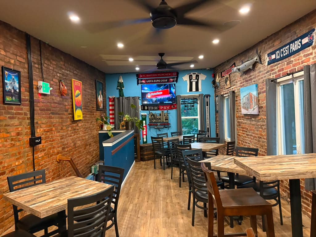 The upstairs matchday room at Barracudas Locust Point Tavern